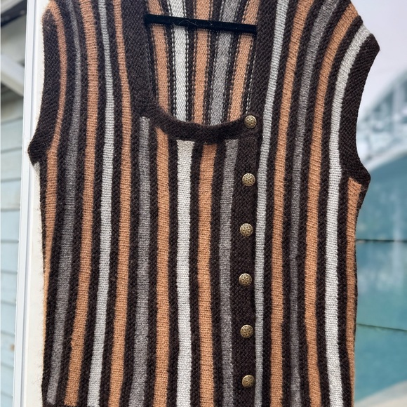 Sweaters - Handspun Alpaca Sweater Vest Handmade Artisan Boho XL XXL Stretch Knit